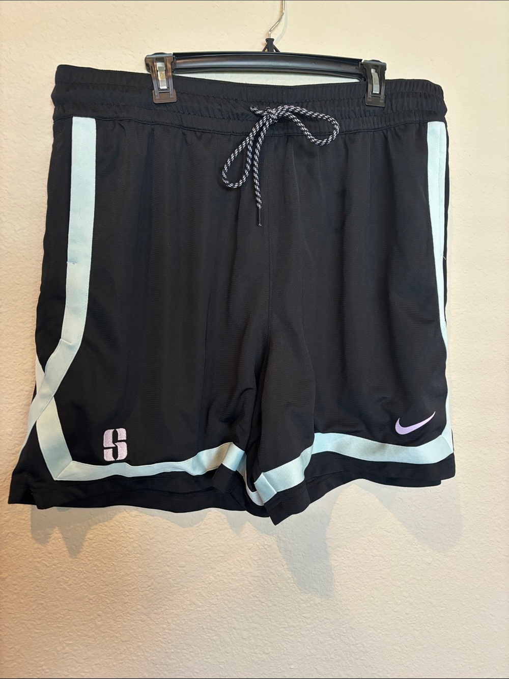1X Nike Black Shorts with Mint Trim and Swoosh